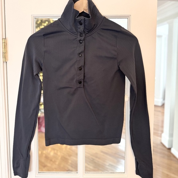 FLURRY SEAMLESS HENLEY, Size XXS, Granite Blue (Dark Gray) - Picture 3 of 4